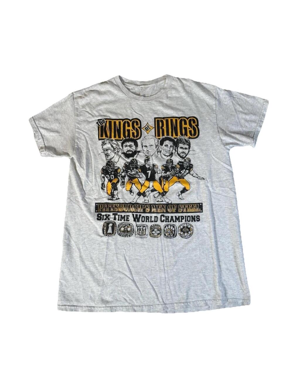 Vintage Pittsburgh Steelers T Shirt Six Rings Super Bowl Legends Men’s Medium